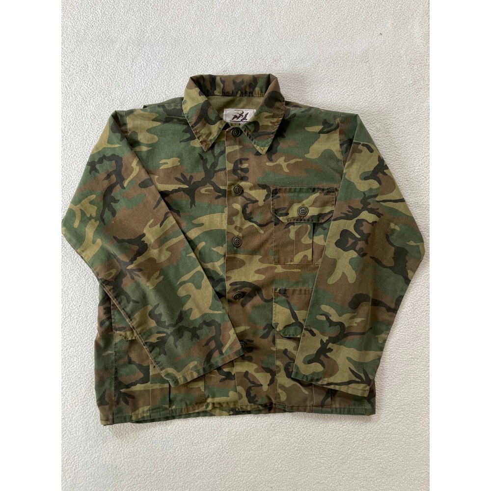 American Field Mens Large Hunting Jacket Green Camo Weathershield Vintage Hole